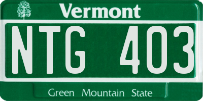 VT license plate NTG403