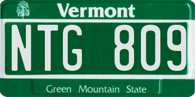 VT license plate NTG809