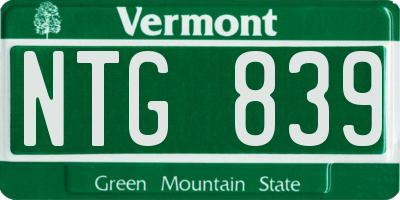 VT license plate NTG839