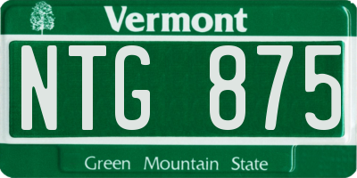 VT license plate NTG875