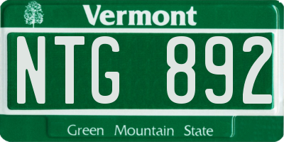 VT license plate NTG892