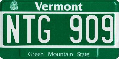 VT license plate NTG909