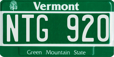 VT license plate NTG920