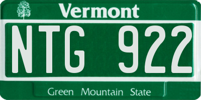 VT license plate NTG922