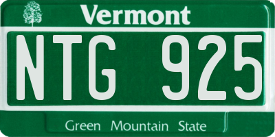 VT license plate NTG925