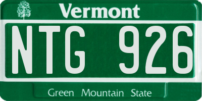 VT license plate NTG926