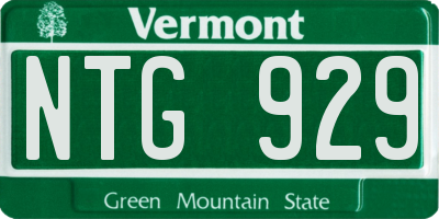 VT license plate NTG929