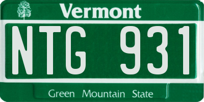 VT license plate NTG931
