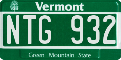 VT license plate NTG932