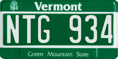 VT license plate NTG934