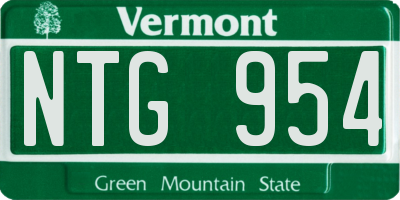 VT license plate NTG954
