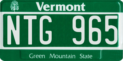 VT license plate NTG965
