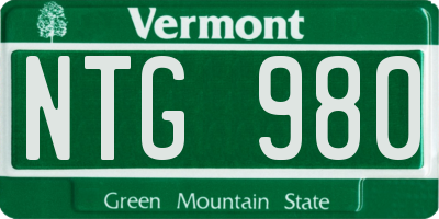 VT license plate NTG980