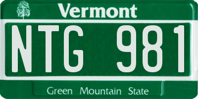 VT license plate NTG981