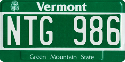 VT license plate NTG986