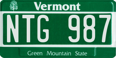 VT license plate NTG987