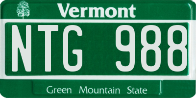 VT license plate NTG988