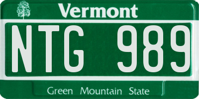 VT license plate NTG989