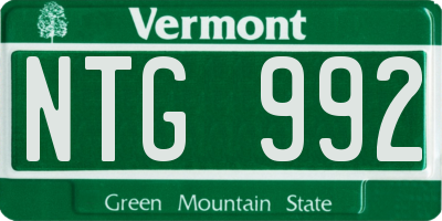 VT license plate NTG992