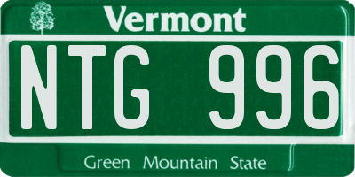 VT license plate NTG996