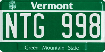 VT license plate NTG998