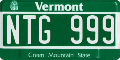 VT license plate NTG999