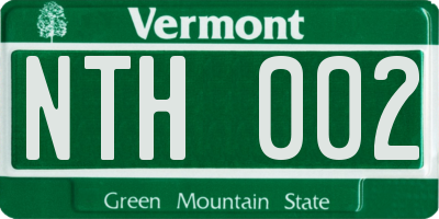 VT license plate NTH002