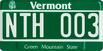VT license plate NTH003