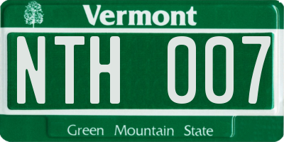 VT license plate NTH007