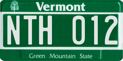 VT license plate NTH012