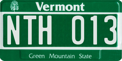 VT license plate NTH013