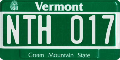 VT license plate NTH017
