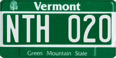 VT license plate NTH020