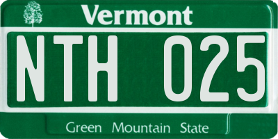 VT license plate NTH025