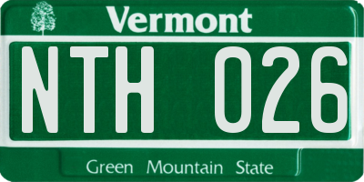 VT license plate NTH026