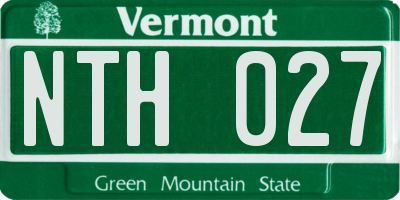 VT license plate NTH027