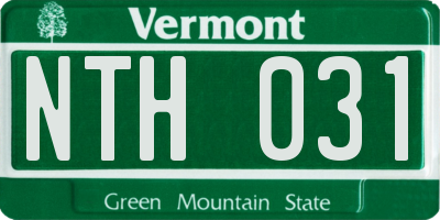 VT license plate NTH031
