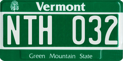 VT license plate NTH032