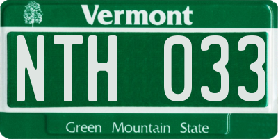 VT license plate NTH033