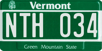 VT license plate NTH034