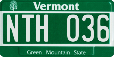 VT license plate NTH036