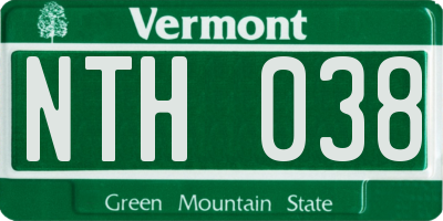 VT license plate NTH038