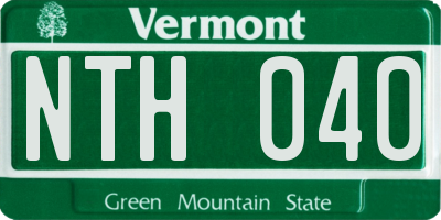 VT license plate NTH040
