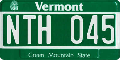 VT license plate NTH045