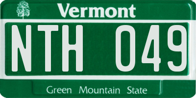 VT license plate NTH049