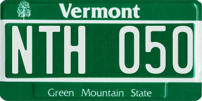 VT license plate NTH050