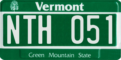 VT license plate NTH051