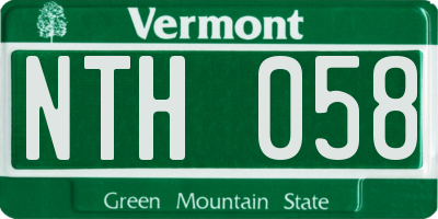 VT license plate NTH058