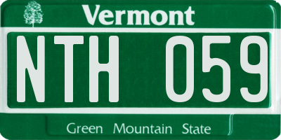 VT license plate NTH059