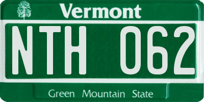 VT license plate NTH062